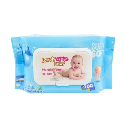 Lovely Baby Hand & Mouth Wipes အပြာ(80pcs)
