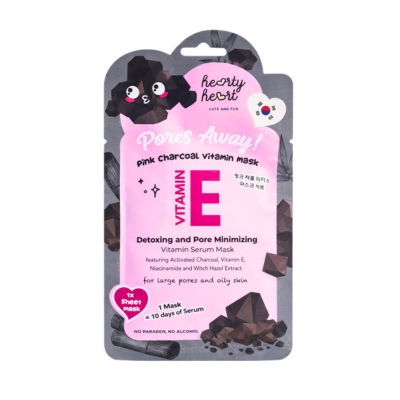 [12080046] Hearty Heart Pink Charcoal Mask 18g
